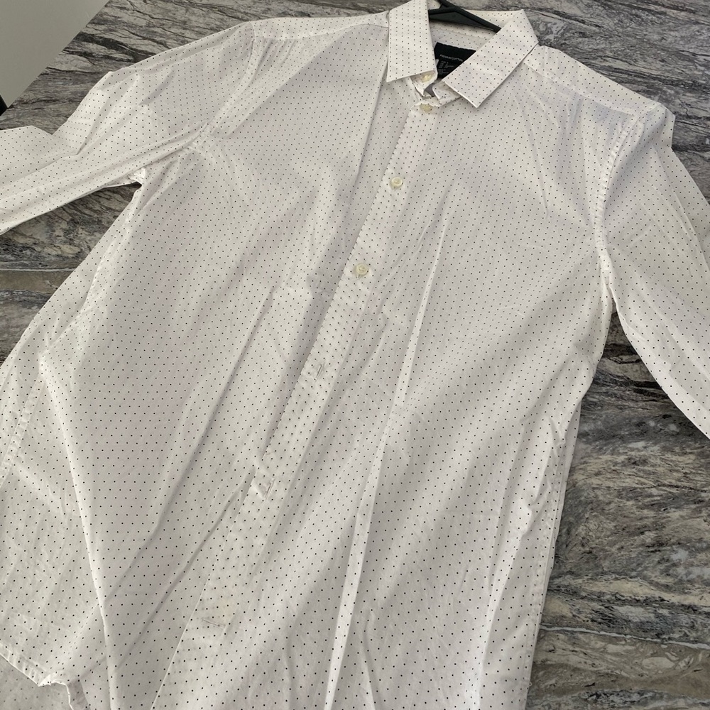 H&M long sleeve White with dark blue dots